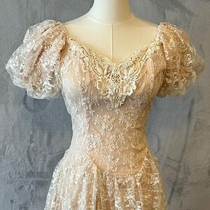 Scott McClintock Vintage Lace Dress Pink Romantic Prairie Cottagecore Gown